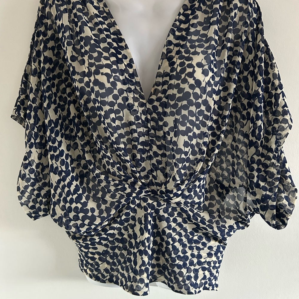 Chic Navy and Cream Blouse